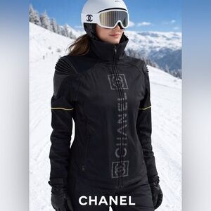 CHANEL Women's Black Ski ( or everyday)  Jacket with Yellow Accents Limited Ed